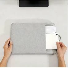 Sarung Laptop Tahan Air dan Guncangan untuk Laptop 11/12/13/14/15/16 Inci, Kompatibel dengan Apple Air/Pro 14/16 Inci dan Laptop Merek Lainnya, Dilengkapi Kantong, Bahan Poliester, Pelindung untuk Perlengkapan Sekolah - Abu-abu Muda - View 4