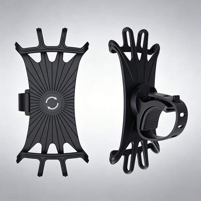 1PC Stretchable High Elastic Silicone Bicycle Phone Holder, 360 Degree Free Rotation, Shock-Absorbing Anti-Slip Bike Navigation Mount, Universal Full Coverage Anti-Drop Phone Holder For Electric Scooter, Motorcycle, Bicycle, Mountain Bike, Cycling Accessories, Outdoor Riding Gear