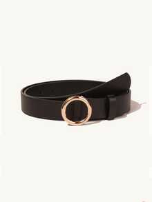 Korean-Style Gentle Pink Thin Waist Belt, Minimalist Single-Loop Design, Exquisite And Compact. Soft And Smooth Leather Texture, Perfect For Daily Matching With Dresses And Shirts. Slim Belt Body Without Bulk, Easily Accents Your Outfit, Creating A Fresh And Sweet Look, Versatile And Practical For Casual Outings And Daily Commuting. - Gold Round Buckle - View 7