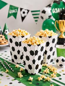 KEXINGYIYI 1/5/10/50pcs Soccer Party Popcorn Boxes ,Football Theme Party Decorations,Hexagonal Soccer Ball Pattern Black & White Party Favors - Multicolor - View 6