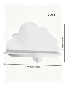 1/2/3pcs White Cloud Shaped Wall-Mounted Storage Rack, Space-Saving Wooden Display Shelf For Children's Room, Suitable For Children's Books And Toys - Multicolor - View 9
