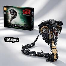 1036pcs Movable Joint Robot Snake Building Block Set, Flexible Poseable Mechanical Snake Model, High Difficulty Creative Collectible Building Toy, Ideal Gift For Teens And Adults 14+ - Multicolor - View 9