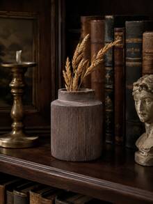 1pc Vintage Brown Decorative Vase, Textured Striped Floral Vase, Suitable For Fresh Flower Arrangement, Daisy Bouquet, Country Style Home Decor, Suitable For Dining Table, Coffee Table, Kitchen Counter, Bedroom, Fireplace Mantel, Country Wedding Centerpiece - Multiple Models - View 3