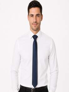 Elegante corbata de satén con múltiples rayas finas y clip para corbata para hombres, corbata de rayas verticales resistente a las arrugas, ideal para oficina, boda, fiesta y regalo - Corbatas y alfileres de corbata - Ver 4