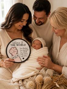 Baby Announcement Sign With Hospital Band Fist Design -Baby Essentials Newborn Newborn Photoshoot Prop Baby Shower Gift Hospital Bag Essentials - Multicolor - View 1