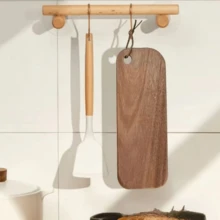 Premium Rectangular Extra-Long Wooden Cutting Board - Kitchen Cutting Board With Creative Handle Serving Board - Functions As Bread Board, Charcuterie Board, Cheese Board, Wooden Board | All-Wood Material | Suitable For Meat, Bread, Cheese, Vegetables And Party Use, Easy To Clean, Essential Kitchen Tool, Perfect Holiday Gift, Cutting Board, Kitchen Accessory, Halloween - Camel - View 11