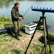 Telescopic Triangular Fishing Bracket Made Of Aluminum Alloy, Equipped With Multi-Groove Bracket Head, Anti-Slip Metal Pointed Feet, Capable Of Holding Multiple Sea Rods And Casting Rods, Fishing Gear Support For Outdoor Wild Fishing - Random Color - View 3