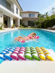 1pc Adult Inflatable Pool Float PVC Waterproof Inflatable Water Lounger, Foldable Summer Pool Chair And Floating Raft, Suitable For Summer Beach/Pool Party, Water Recreation And Gift - Multicolor - View 7