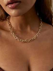Stainless Steel Waterproof Fade-Resistant Gold & Silver Fashion Minimalist OT Clasp Chain Necklace For Women's Daily Wear - OT O Chain - View 1