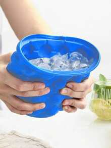 1件裝 矽膠 2合1 製冰盒，便攜式 Ice Genie 冰桶兼冰模托盤附蓋，省空間冷凍室製冰工具，調酒冷飲吧配件，居家酒吧、露營車、宿舍必備廚房小幫手，適合萬聖節、感恩節、聖誕派對 - 彩色 - 查看 4