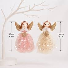 2pcs Christmas Angel Hanging Ornaments, Glitter Fairy Dolls With Wings, 16cm Nordic Style Christmas Tree Decorations, Suitable For Christmas Tree, Home, Window, Fireplace And Holiday Party Decor - Multicolor - View 11