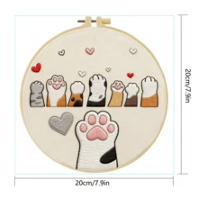 1組手工DIY刺繡套件 20x20cm/7.9x7.9英吋 書本貓咪圖案,含刺繡布、使用說明書、刺繡框、針與線,適合節日送給朋友或家人的禮物,家具與辦公室手工藝術品 - A - 查看 8