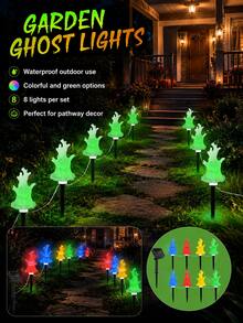 1-8pcs Halloween Solar Ghost Tree Lights, IP44 Waterproof LED Outdoor Halloween Lights, Solar Powered Ghost Tree Pathway Lights, Suitable For Sidewalks, Gardens, Yards, Patios, Walkways, Halloween Parties And Holiday Decorations - 1 to 8 - View 2