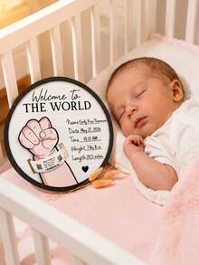 Baby Announcement Sign With Hospital Band Fist Design -Baby Essentials Newborn Newborn Photoshoot Prop Baby Shower Gift Hospital Bag Essentials - Multicolor - View 2