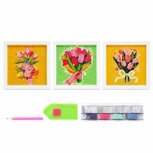مجموعة مواد رسم الألماس DIY بموضوع باقة الزهور، أنماط متعددة لزهور التوليب، فن ملصقات الراين ستون، مجموعة حرفية فسيفساء يدوية للأطفال والبالغين، زينة سطح المكتب، ديكور جدار الغرفة، هدية عيد الميلاد وعيد الأم، تُباع بشكل فردي - متعدد الألوان - مشاهدة 8