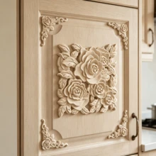 5pcs Solid Wood Carving Rose Decals And Rose Horn Flowers, Home Decorations, Suitable For Cabinets, Doors And Windows, Furniture, Background Walls, Porches, Offices And Other Decorations, Holiday Decorations, DIY Decorations. - Multicolor - View 7