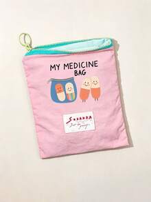 「Medicine」圖案印花便攜藥袋 藥丸收納袋 急救包 化妝包 零錢包，適合日常使用/戶外/旅行，便於攜帶的收納，化妝品、手機及其他小物品收納，旅行必備，聖誕禮物，個性化禮物袋，小禮物交換，房間裝飾 - 彩色 - 查看 13
