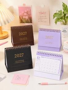 1件 2027年桌曆－緊湊垂直翻頁設計，耐用金屬環裝訂，清晰月度版面，適用於居家辦公或學校組織管理 - 彩色 - 查看 12