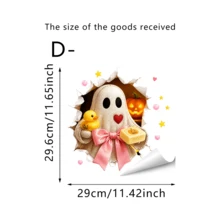1/4pcs Cute Pink Ghost Bow Toilet Stickers, Removable Self-Adhesive Waterproof PVC Decals, Suitable For Bathroom Walls, Bedroom, Toilet Seat Or Tank, And Halloween Party Decoration - Wall Stickers - View 12