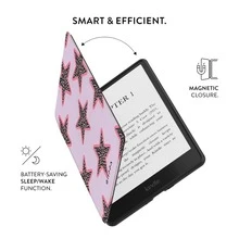 Y2K 粉色輪廓豹紋星星印花 Kindle 保護殼，附可調節手提帶，磁吸自動休眠喚醒防震電子閱讀器保護套，附贈 GIIPPA 品牌裝飾貼紙，輕薄智能殼，適合 Y2K 青少女書迷，情人節、母親節、生日、畢業與夏季假期禮物，適用 Kindle Paperwhite 10th 2018/11th/12th 2024、Colorsoft/Kids/Signature Edition、Kindle 10th 2019/11th 2022/11th - 彩色 - 查看 4