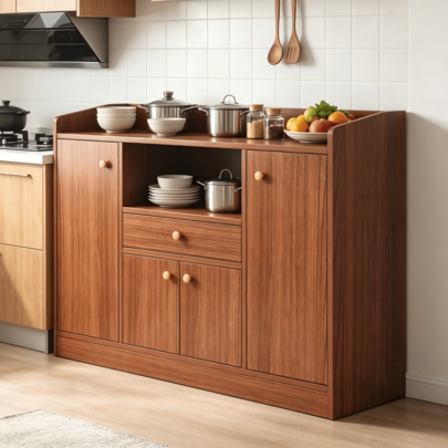 Aparador de Almacenamiento para Cocina, Mueble Auxiliar con 1 Cajón y 4 Puertas, Ideal para Microondas y Utensilios