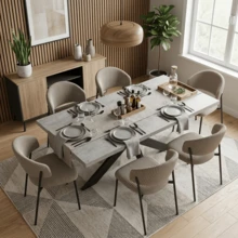 jiexi Modern Extendable Dining Table And Chairs Set, 130-170cm Rectangular Kitchen Table With Cross Metal Legs, Grey MDF Dining Room Table, Load 150kg For Living Room, Office - Grey - View 10