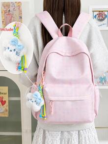 1 Set Mochila con Estampado de Estrellas Colorido en Todo el Body, Cremallera Trasera Antirrobo, Impermeable, Gran Capacidad con Colgante Lindo, Mochila Escolar Estilo Europeo y Americano para Temporada de Regreso a Clases, Desplazamiento, Viajes, Mochila Versátil - Multicolor - Ver 15