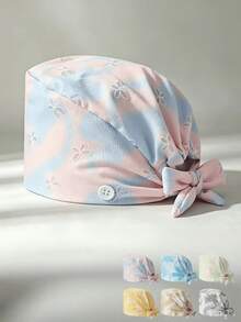 1 pieza Gorro quirúrgico ajustable con patrón degradado de espuma para mujer, talla única, absorbente de sudor, banda elástica, adecuado para salón de belleza, hospital de mascotas, médico, enfermera, trabajo de saneamiento y limpieza - Colores degradados - Ver 1