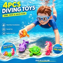 4pcs Pool Toys, Random Color PP Material, 3 Sink And 1 Spin Up, Swimming Pool Diving Set, Diving Pool Toys, Bathtub Toys, Pool Toys, Swimming Toys, Suitable For Children's Diving Sports And Breath-Holding Practice, Summer Beach Water Games, Children's Birthday Gifts, Water Party Entertainment, Category: Diving Rings, Diving Sticks - Multicolor - View 3