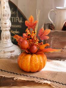 1pc Simulation Pumpkin Desktop Floral Decoration Simulation Maple Berry Pumpkin Flower Arrangement Suitable For Centerpiece Decoration Halloween Parties And Thanksgiving Autumn Decoration Bedroom Autumn Room Decoration - Style a - View 11