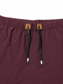 Men's Summer Casual Sports Shorts, Drawstring Waistband, Side Zipper Pockets, Minimalist Design, Comfortable And Cool, Suitable For Daily Casual And Outdoor Sports - Burgundy - View 5