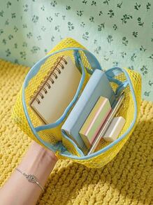 Joivida 1pc Mini Macaron-Colored,Fresh-Style,High-Quality,Multi-Functional Mesh Storage Bag Features A Cute Wallet-Style Design,A Portable Cosmetic Bag,A Zippered Tissue Holder,And A Tampon Organizer For Girls.Suitable For Home,Travel,Vacation,And School Use - Multicolor - View 6