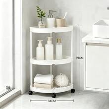 3/4/5 Tier ABS Plastic Corner Shower Caddy, With 4 Universal Wheels, Space-Saving Bathroom Kitchen Daily Necessities Mobile Storage Rack, Easy To Assemble And Disassemble - Multicolor - View 13