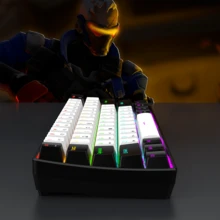 Teclado de membrana con cable de 61 teclas con retroiluminación RGB, adecuado para PC/jugadores, mecanógrafos, viajeros y usuarios de negocios, compacto y portátil - G61-WB - Ver 9