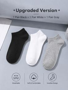 10 pares de calcetines cortos invisibles minimalistas prácticos en negro y blanco para hombres, adecuados para el verano - Blanco y Negro - Ver 18