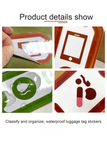 Wasserdichte selbstklebende PVC-Gepäck-Klassifizierungsaufkleber, 6 Stile, Reiseorganisationsetiketten, reißfest, lichtecht, geeignet für Aufbewahrungsboxen, Rucksäcke, Medikamentenschachteln, Toilettenartikel und Elektronikgeräte-Aufbewahrungstaschen, Reisekoffer-Klassifizierungsmarkierungsaufkleber, geeignet für Urlaub, Camping, Geschäftsreisen, Schlafzimmerdekoration, Schulanfang - Übersicht 9