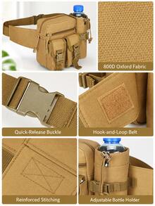 Multifunktionale Hüfttasche, taktische Bauchtasche mit Wasserflaschenhalter, Mehrfach-Taschen Hüftgürtel-Tasche für Männer und Frauen, verstellbare Outdoor-Hüfttasche, Crossbody-Brusttasche, Handy-Tasche für Wandern, Camping, Radfahren, Motorrad, Reisen - A - Übersicht 9