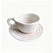 1 Set 2pcs 280ml Round Striped Ceramic Coffee Cup And Saucer, Minimalist Home Afternoon Tea Tableware, Mug, Milk Breakfast Cup, Holiday Gift - Multicolor - View 15