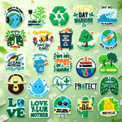 16/25PCS Earth Shoe Charms Set, PVC Shoe Decorations, Shoe Accessories Charms, Gift Idea For Birthday Christmas Halloween Party Favors
