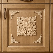 5pcs Solid Wood Carving Rose Decals And Rose Horn Flowers, Home Decorations, Suitable For Cabinets, Doors And Windows, Furniture, Background Walls, Porches, Offices And Other Decorations, Holiday Decorations, DIY Decorations. - Multicolor - View 12