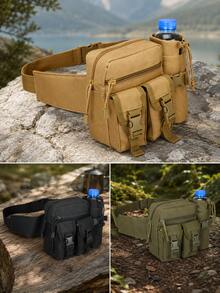 Multifunktionale Hüfttasche, taktische Bauchtasche mit Wasserflaschenhalter, Mehrfach-Taschen Hüftgürtel-Tasche für Männer und Frauen, verstellbare Outdoor-Hüfttasche, Crossbody-Brusttasche, Handy-Tasche für Wandern, Camping, Radfahren, Motorrad, Reisen - A - Übersicht 2