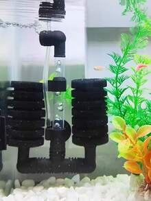 1件裝水族箱海綿過濾器，易清潔易安裝，魚缸氣動過濾器，掛式雙層海綿魚缸過濾器 - 黑色 - 查看 2