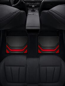 4pcs Universal Red Striped Car Floor Mats, Waterproof Anti-Slip Rubber Bottom, Stain-Resistant Wear-Resistant Trimmable, Suitable For Sedans, SUVs, Trucks, Daily Driving Vehicle Interior Protection - A - View 5