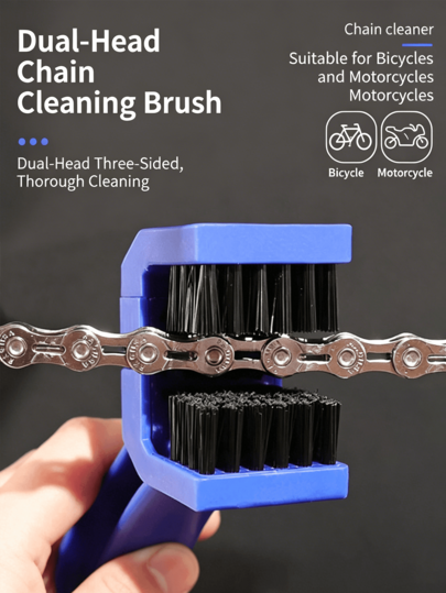 3/1 Peça Escova Ergonômica para Limpeza de Corrente, Escova de Corrente Resistente de 3 Lados, Adequada para Bicicleta e Motocicleta, Ferramenta Eficiente de Manutenção de Engrenagens, Remove Rapidamente Óleo e Sujeira, Kit de Manutenção de Bicicleta, Acessórios de Ciclismo