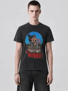 Men's Spring/Summer Casual Snowflake Wash Vintage Distressed T-Shirt - Black - View 1