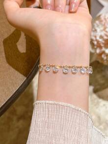 1pc Water Drop Tassel Bracelet For Women - Gold - View 4