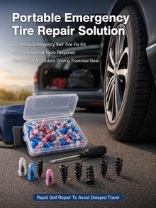 High-Performance Universal Tire Repair And Patch Kit, Quick Tire Repair Tool, Suitable For Cars, Motorcycles, SUVs, Trucks, RVs, Bicycles, ATVs, Including Tubeless Tire Repair - A - View 2