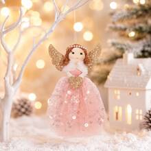 2pcs Christmas Angel Hanging Ornaments, Glitter Fairy Dolls With Wings, 16cm Nordic Style Christmas Tree Decorations, Suitable For Christmas Tree, Home, Window, Fireplace And Holiday Party Decor - Multicolor - View 4