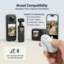 Wireless Camera Remote Control, Compatible With/Action Camera/Phone/360 Degree Camera And Other Devices, With Wireless Shutter Function, Suitable For Outdoor Sports, Video Recording, Selfie And Travel. Built-In 55mAh Battery - View 3