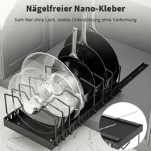 Küchenaufbewahrungsregal, Multifunktionaler Topfhalter, Deckelhalter, Eisenregal. - Übersicht 8